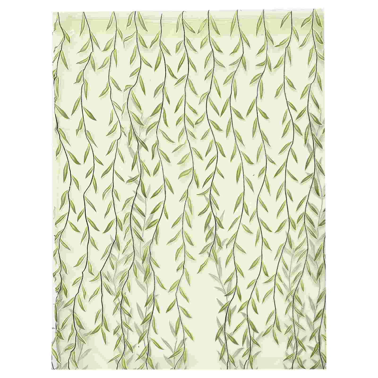 

Curtain Window Curtains Voile Sheer Tulle Panel Willow Transparent Leaf Embroidered Drapes Screen Green Room Panels Sheers