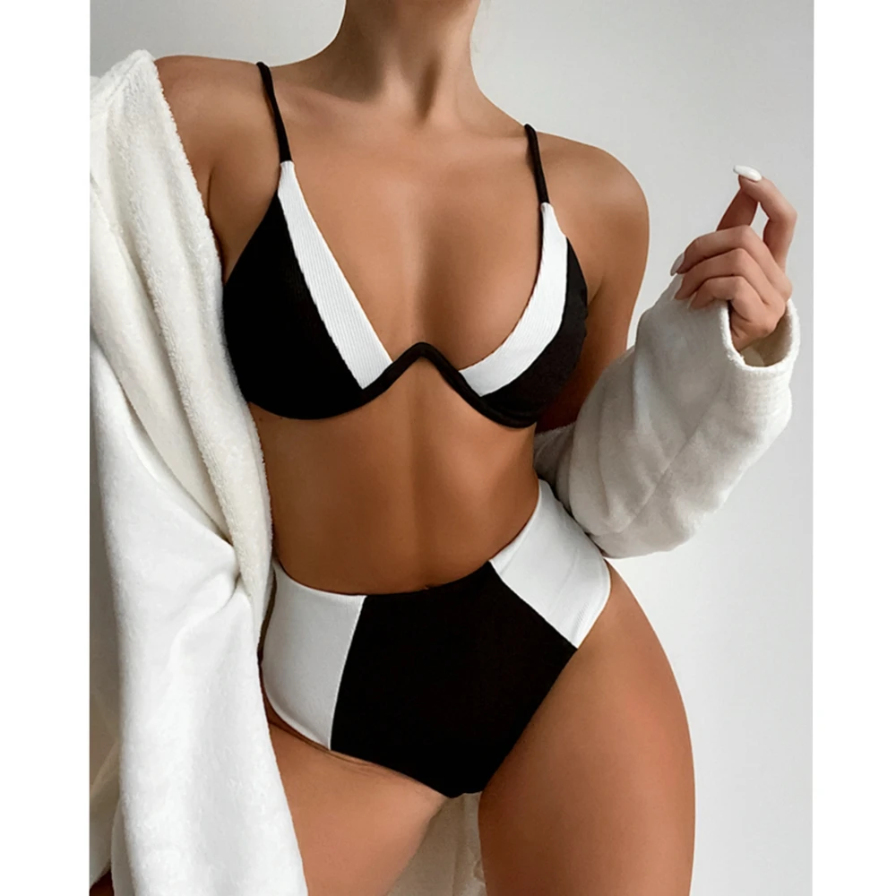 

2023 Summer European And American Split High Waist Sexy Swimwear Spliced Bikini