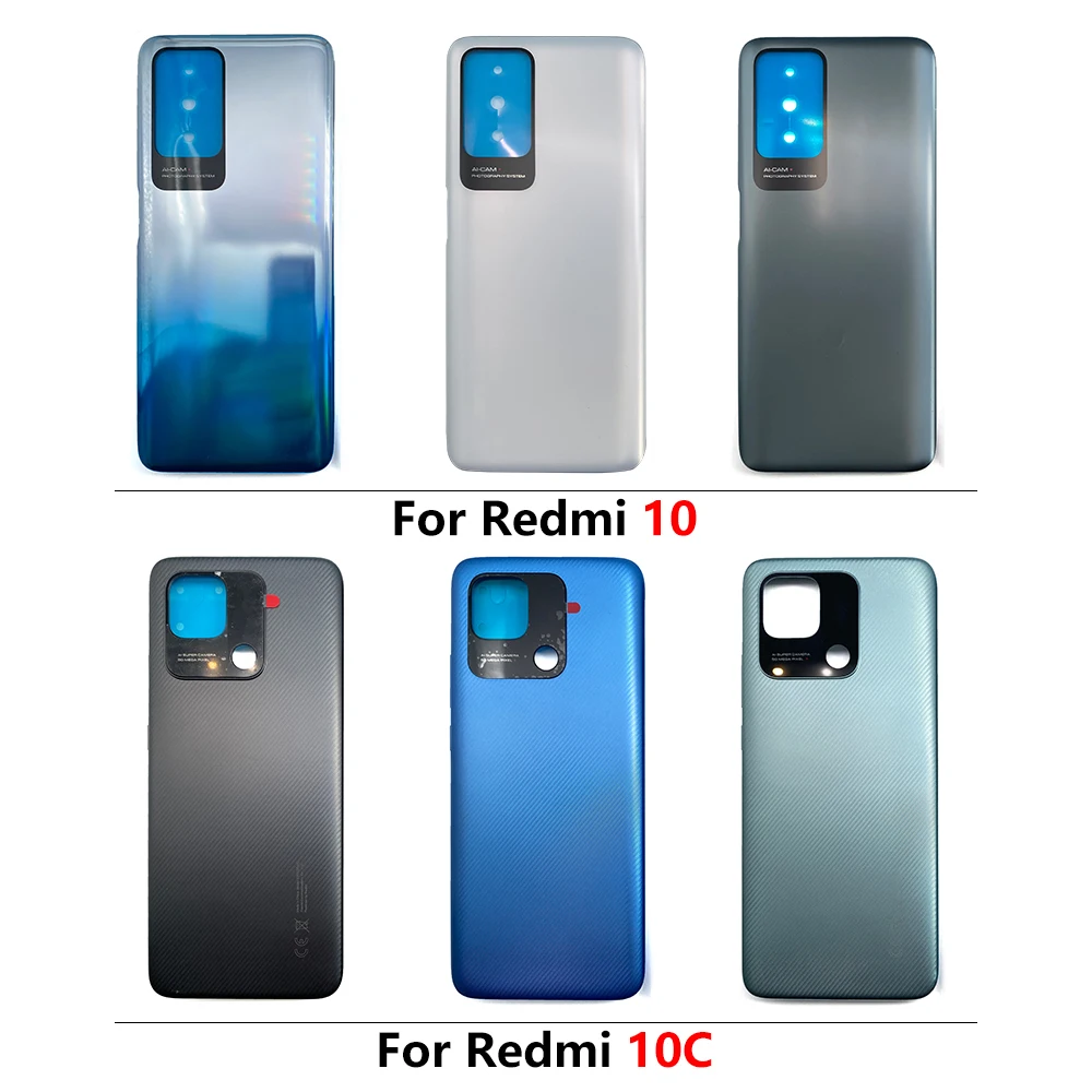 Original For Xiaomi Redmi 10 10C Back Battery Cover Rear Door Housing Case Replacement For Redmi 10C Battery Cover With Side Key