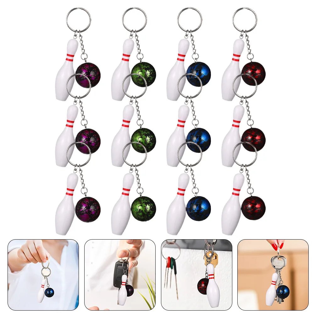

12 Pcs Bowling Keychain Mini Pendants Football Gifts Keepsakes Delicate Keychains Decor Sports Themed Rings Decorative Small