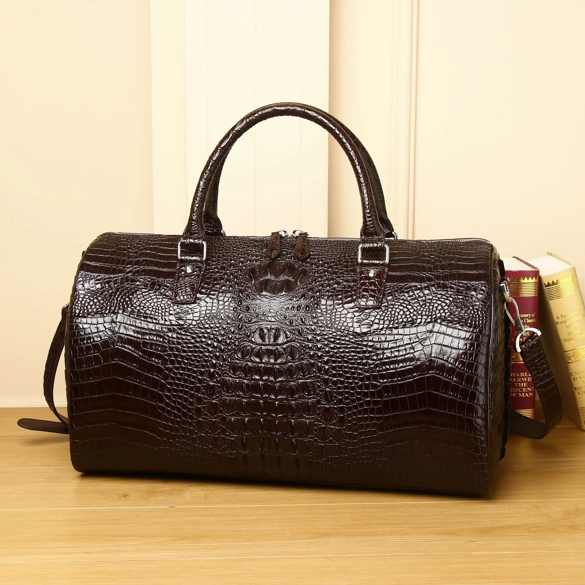 

Дорожные сумки из натуральной кожи аллигатора для мужчин, роскошные вместительные портативные брендовые винтажные спортивные мешки на плечо, 2023