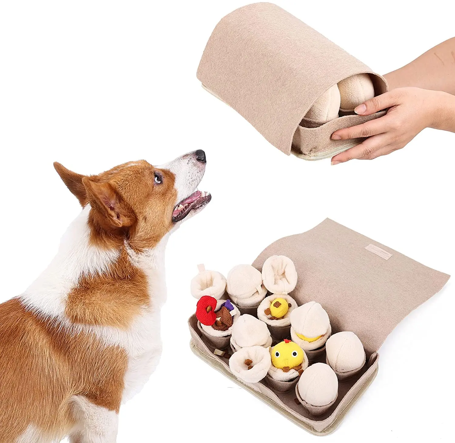 

Нюхательный коврик для собак, коврик для медленного кормления, прочный интерактивный коврик для собак с пищалкой, игрушки-головоломки, плюшевые яйца, игрушки для собак