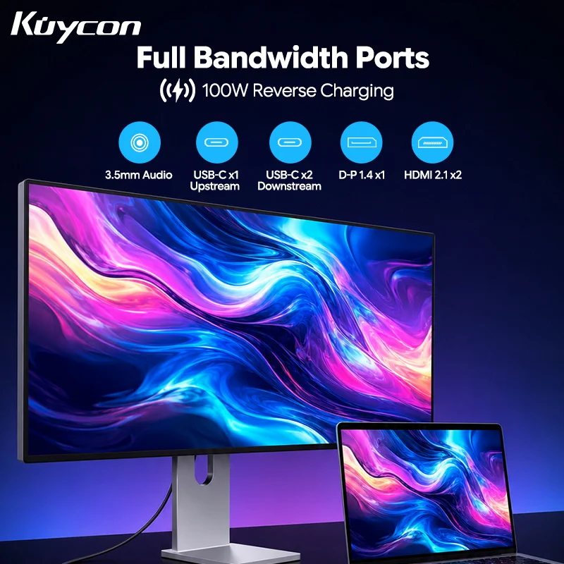 Игровой монитор Kuycon W34KB 34 дюйма WUHD 180-360 Гц ультраширокий 21:9 HVA 5120x2160 HDR USB-C 100W 99% sRGB 98% DCI-P3 настольный дисплей (art.: 3920dce4e7393) - 3920dce4e7393