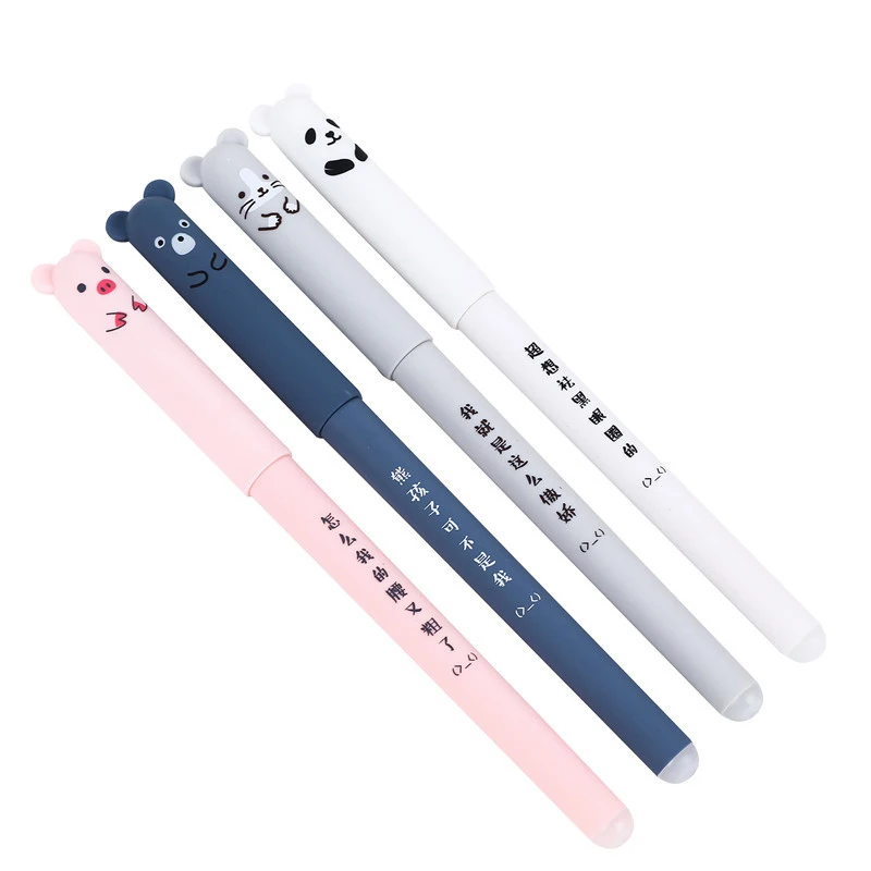 

1-8 Pcs Kawaii Pig Bear Cat Mouse Erasable Gel Pen Signing Pen School Office Supplies Stationery Gift 0.35mm Blue Black Ink