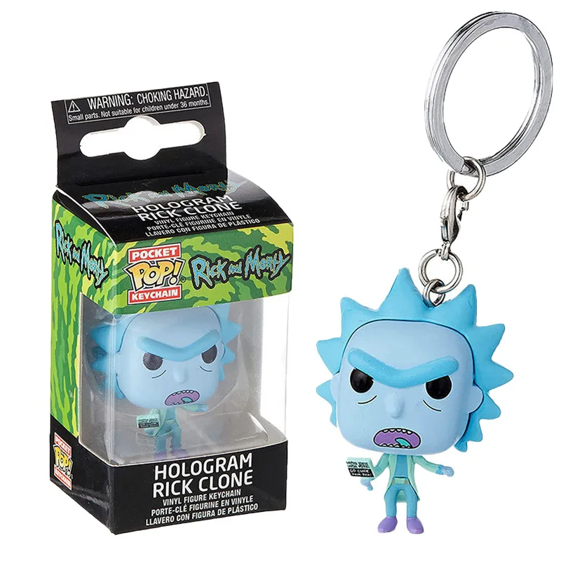 Фото Аниме Funko Pop брелок Рик и Морти фигурка рюкзак кулон куклы украшения автомобильный ключ аксессуар игрушки собирать модель №4