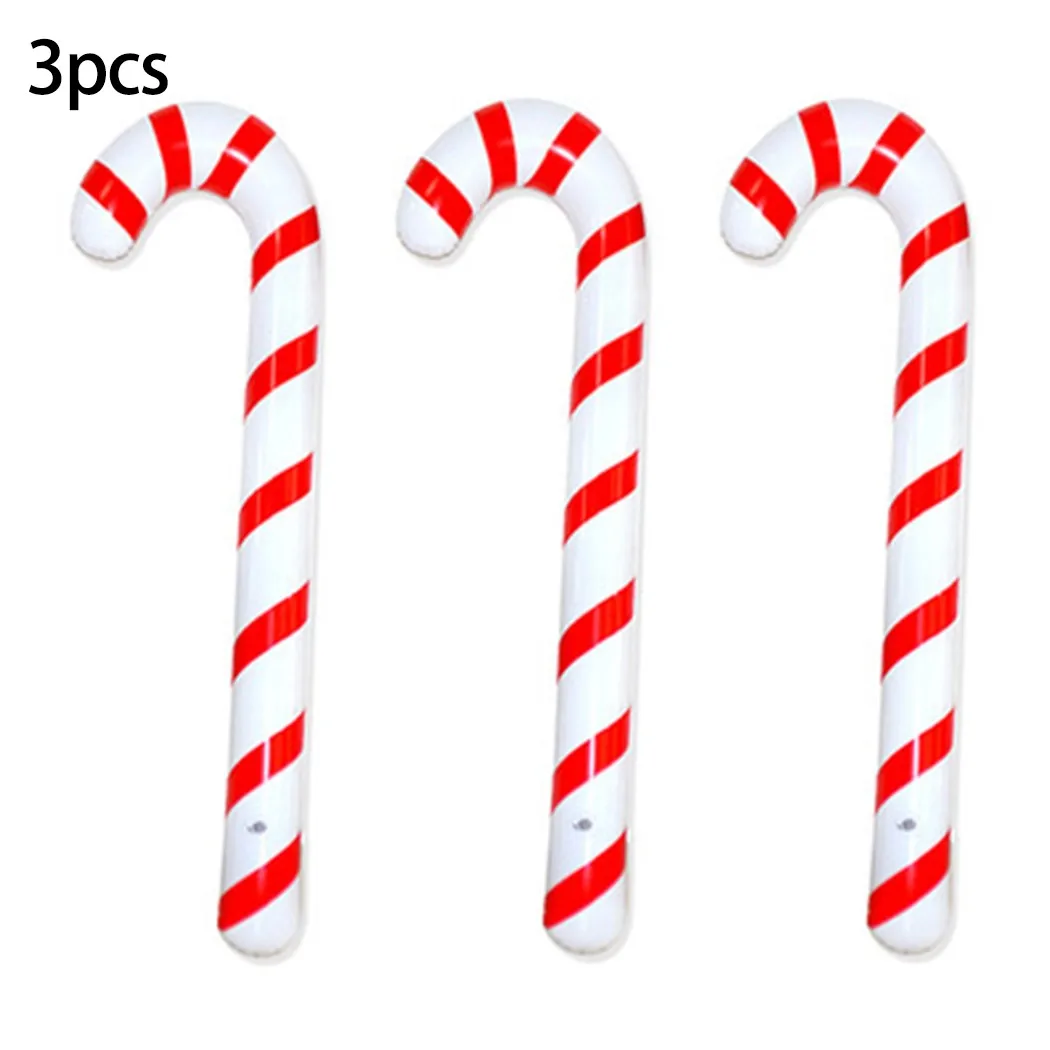 

3PCS Plastic Christmas Inflatable Cane Giant Candy Color Xmas Blow Up Toy Decorations Event Gift Party Home Decor