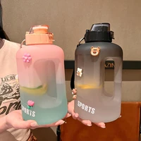 1650ml cute large gradient sport water bottle kawaii plastic school travel gym straw frosted drink bottle for girls men bpa free