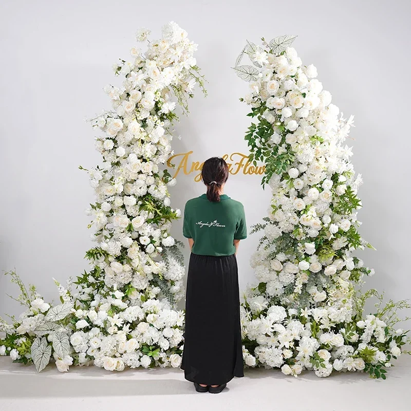 Weiße Series Rose Grün Blumenreihe Hintergrund Horn Bogen Dekor Zubehör боденовое оформление