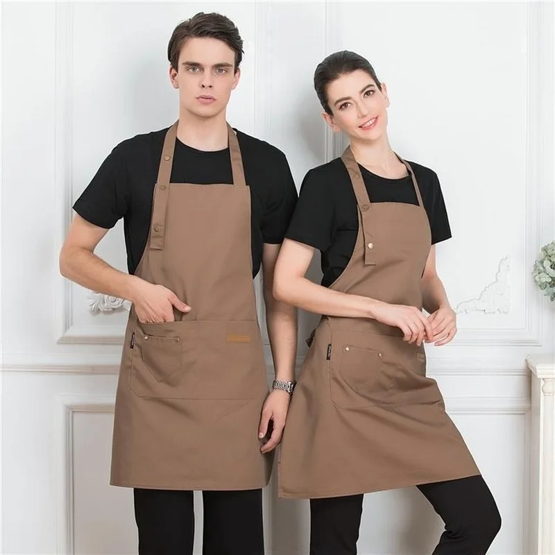 

New Pure Color Cooking Kitchen Canvas Apron Unisex Woman Men Chef Waiter Cafe Shop BBQ Hairdresser Aprons Bibs Kitchen Accessory