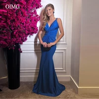 oimg sexy backless blue mermaid evening dresses v neck draped satin women formal prom gowns night event occasion dress vestidos