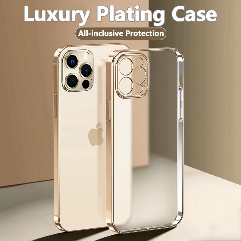 Роскошный прозрачный чехол с квадратной рамкой для IPhone 13 12 11 Pro Max X XS XR 6 7 8 Plus SE2 2020