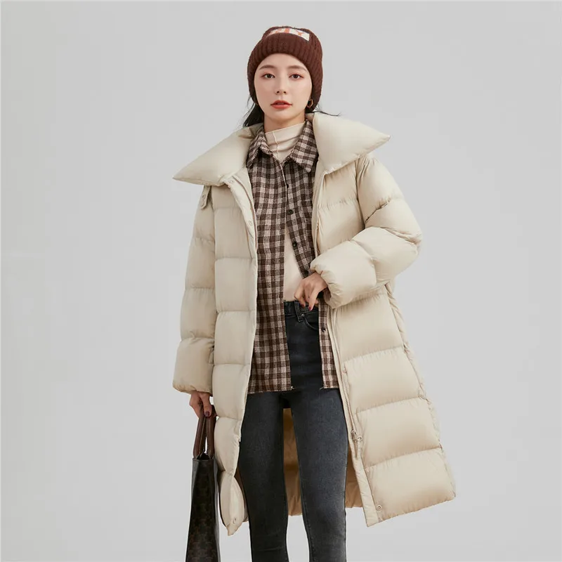 2022 New Winter Fashion Women Duck Down Coat Thick Warm Parkas for Ladies Female Stand Collar Long Outerwear Windbreaker XXL
