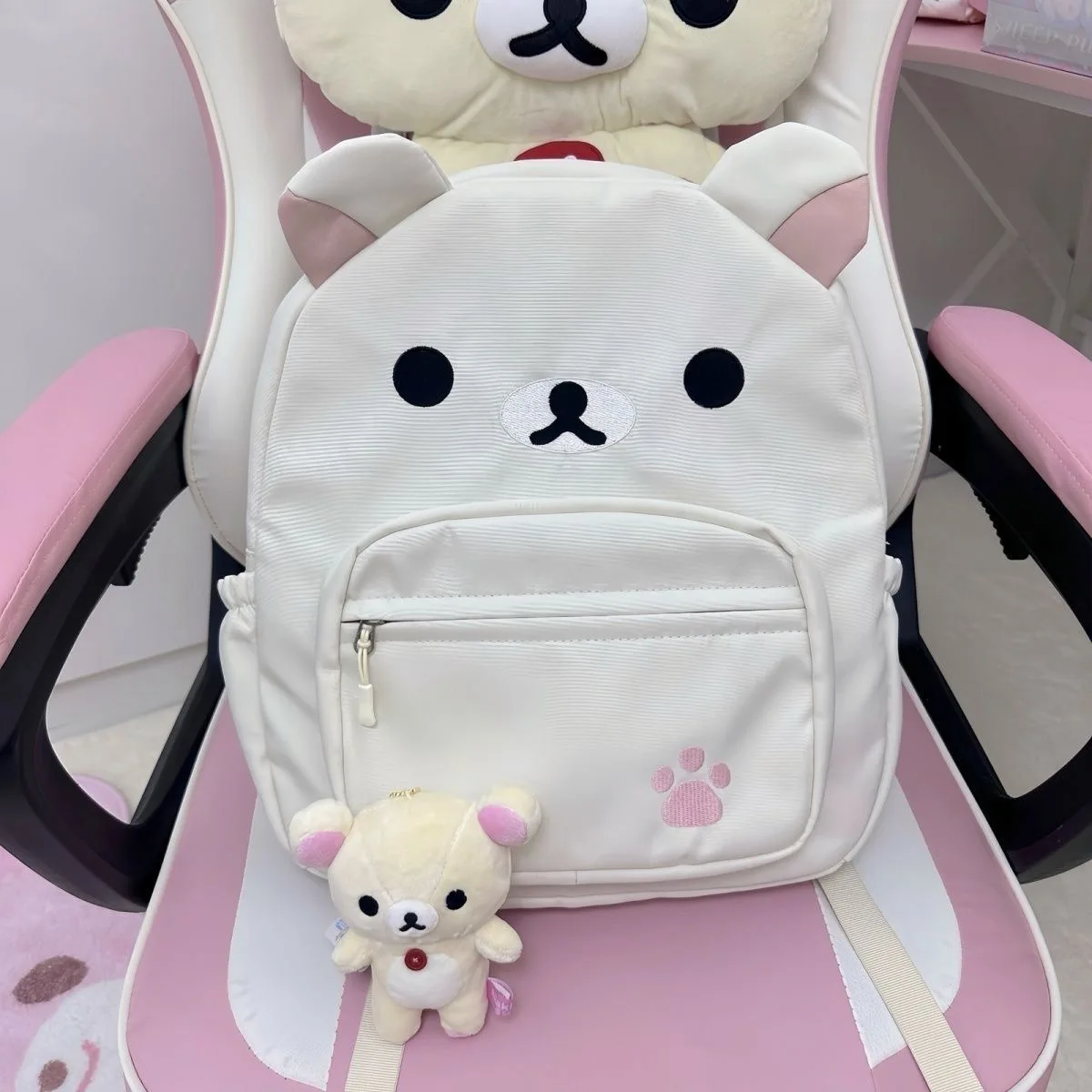 Мультяшный рилаккума рюкзак для детей Kawaii Korilakkuma холщовый с вышивкой