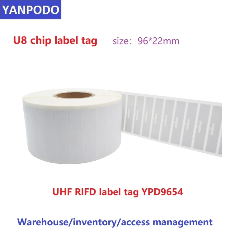 Yanpodo UHF RFID стикер 9654 ярлык tag 860-960 МГц Ucode8 чип EPC Gen2 самоклеящийся пассивный для
