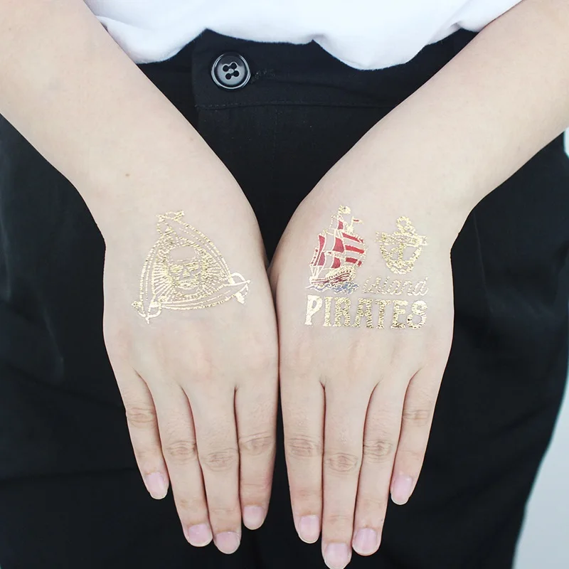 28 видов золотые металлические пиратские узоры временная татуировка мерцающие