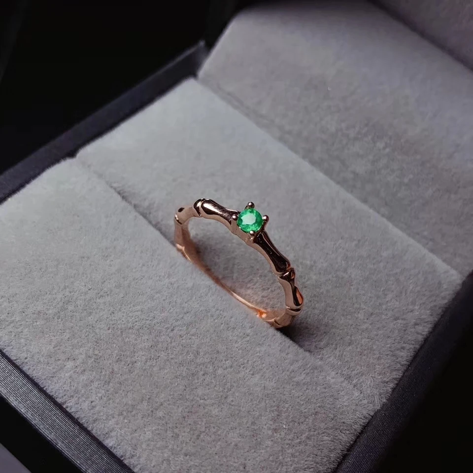 CoLife Jewelry Simple 925 Silver Gemstone Ring 3mm Natural Garnet Emerald Daily Wear Gift for Woman |