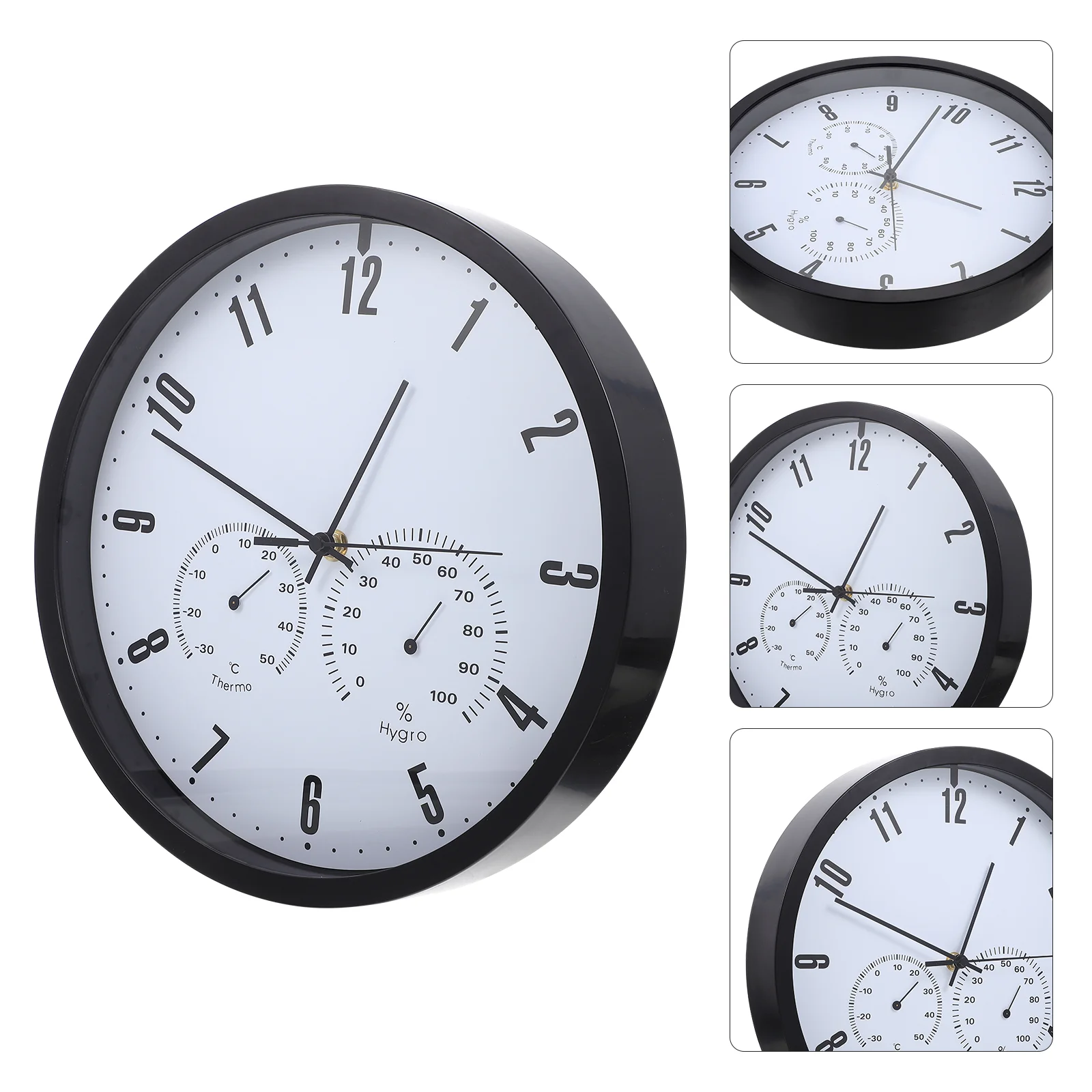 

Clock Wall Hangingoperated Round Silent Home Modern Number Multi Non Ticking Gauge Temperature Room Kitchen Mute Clocks Time