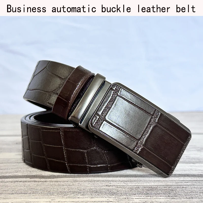 

Men's Belt Pure Head Layer Cowhide Youth Leisure Automatic Buckle Belt Leather Business Belt Authentic Automatic Buckle Belt