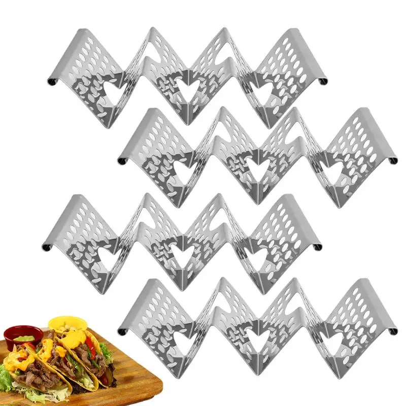 

Taco Holder Stand Food Grade Stainless Steel Tortilla Stand Set Of 4 Taco Rack Tray Style Taco Plates Oven Safe For Baking