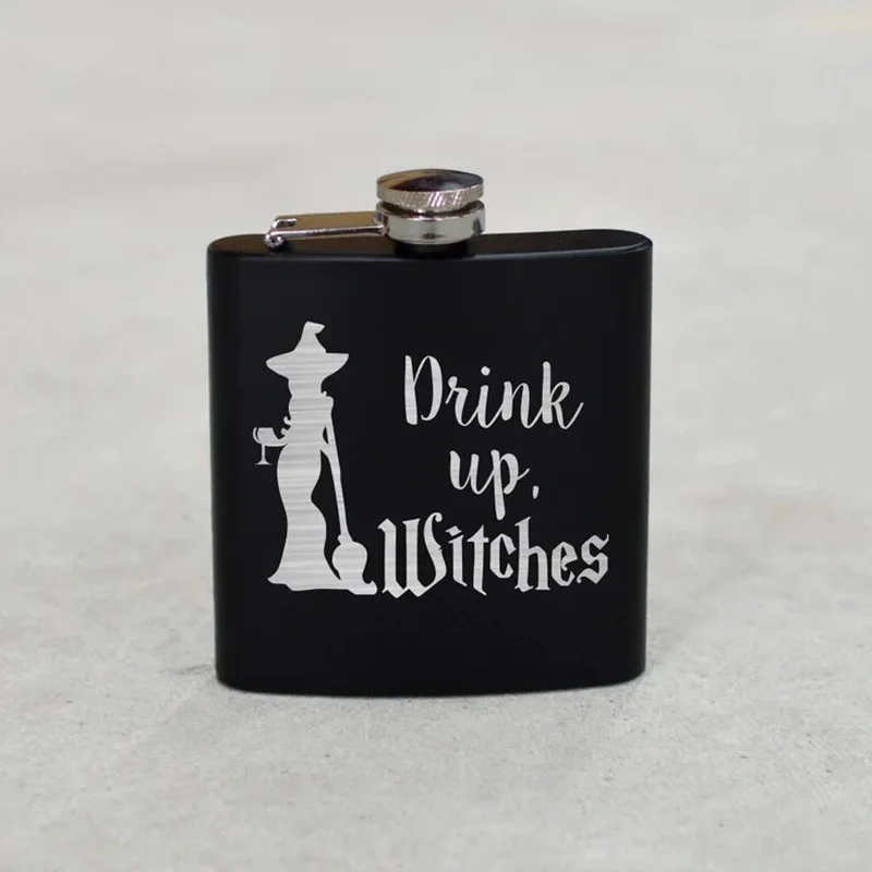 

Drink Up Witches Flask Witch magic Themed birthday Bachelorette Party bridal shower happy Halloween decoration bridesmaid gift