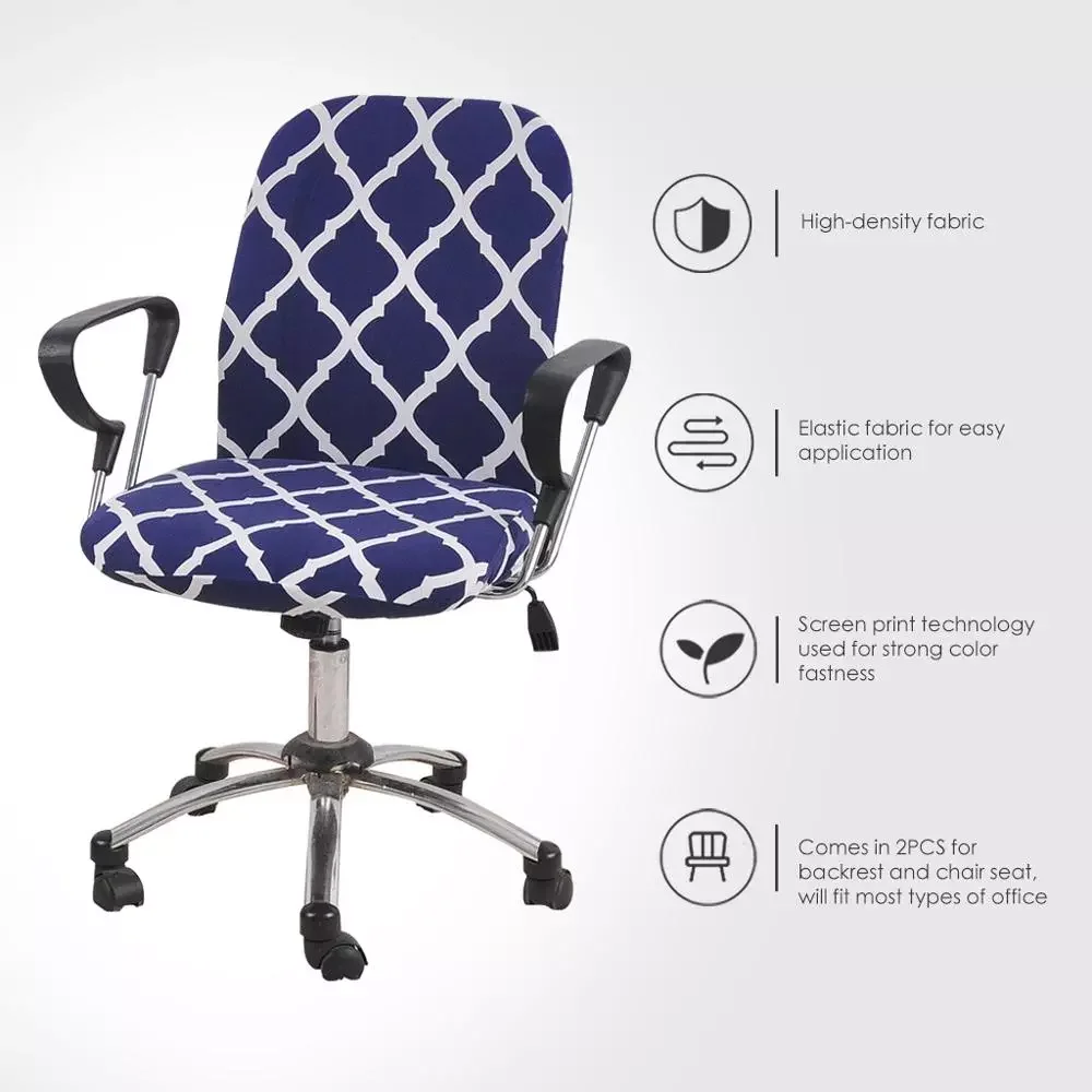 

Office Chair Cover Spandex Plaid Computer Seat Protector Para Sillas Stretch Seat Case 2 Pieces Set Removable and Washable