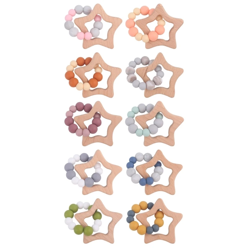 

Детские погремушки для прорезывания зубов, браслет для кормления, деревянные бусины для прорезывания зубов, натуральная детская