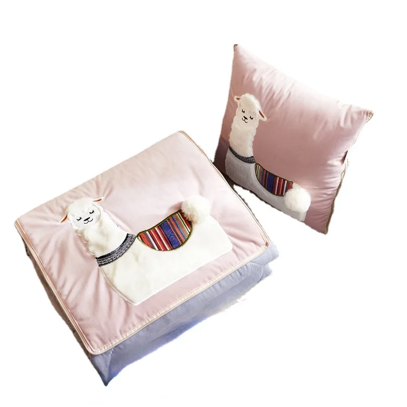

Dual-purpose Cushion Decoration Home Comfort Interior Alpaca Pillow Quilt Cute Cartoon Custom Cushion Photo Creative Blanket