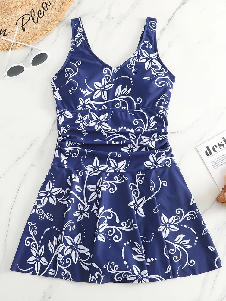 Цельный купальник новинка 2023 женский с цветочным принтом сексуальное платье