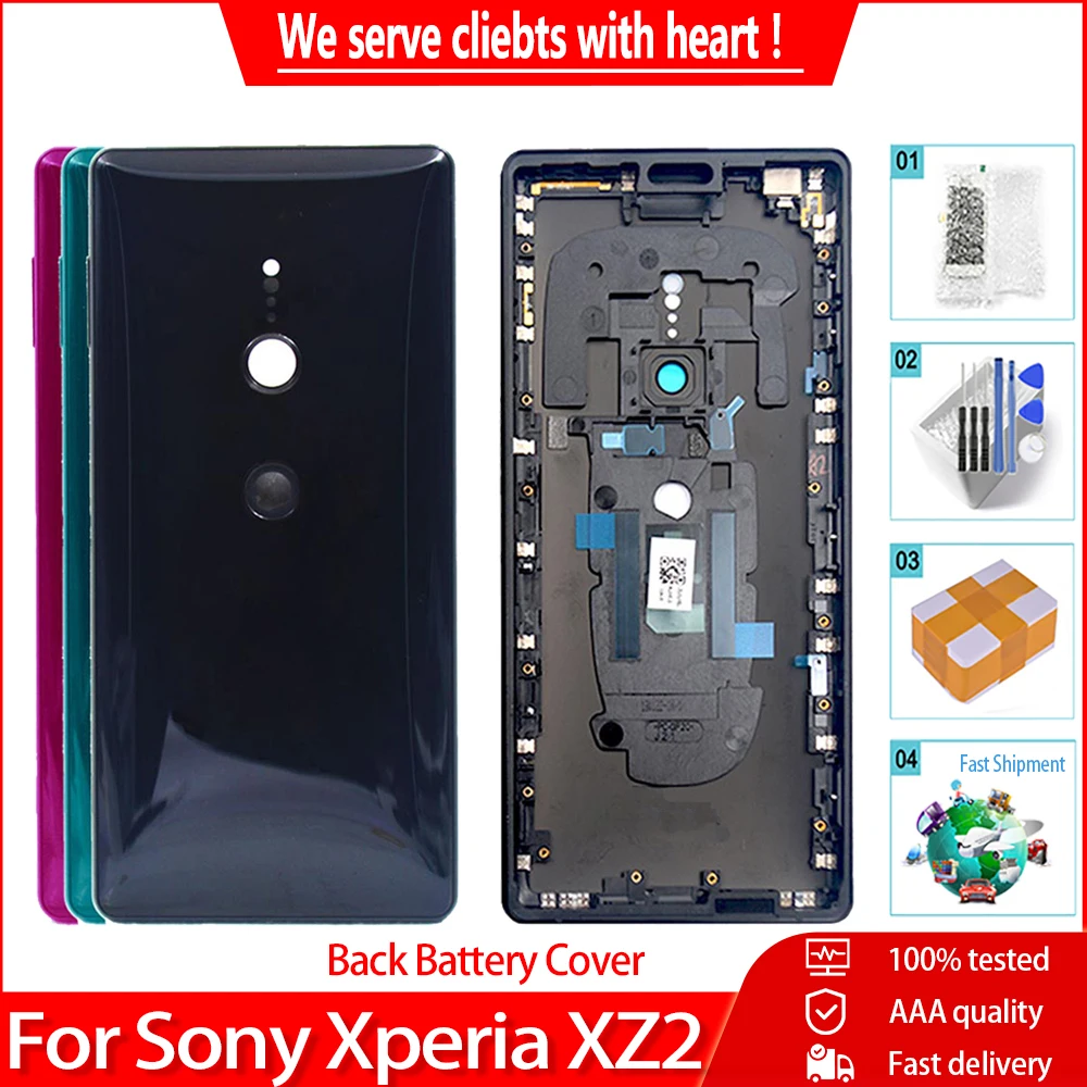 Оригинальная задняя крышка батареи для Sony Xperia XZ2 с задней дверцей, камерой и средней рамкой из стекла.