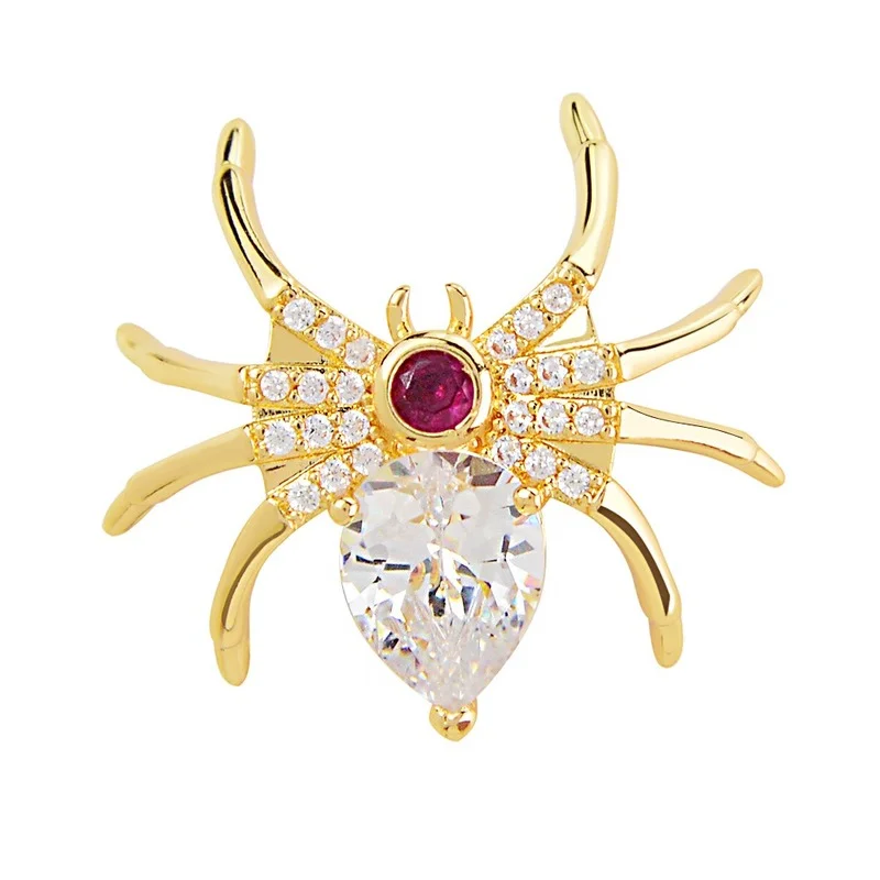 

New Fashion Zircon Spider Brooch Insect Suit Lapel Pin Scarf Buckle Corsage Collar Pins Luxulry Brooches for Women Men Jewelry