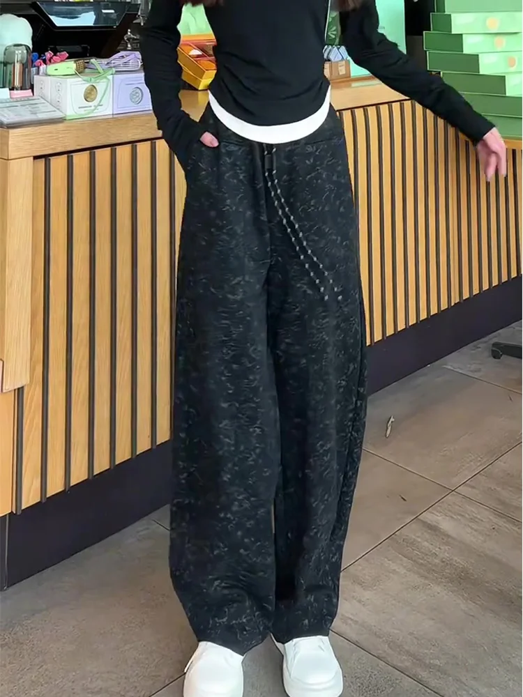 Черные брюки-бананы больших размеров с принтом тай-дай спортивные штаны новинка