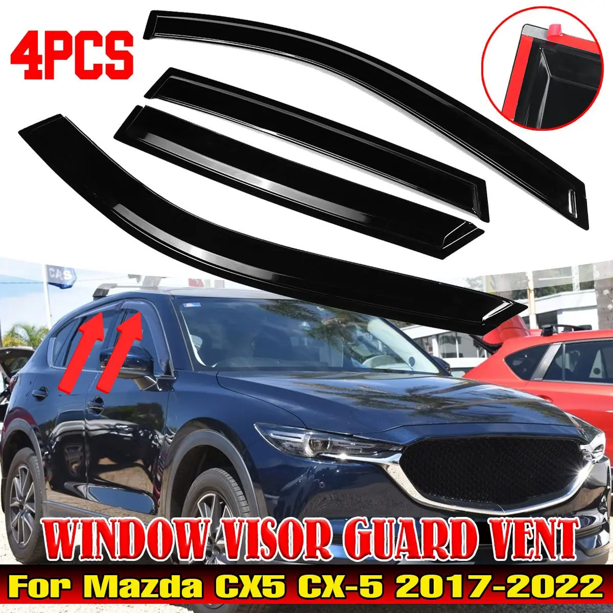 

Car Side Window Deflector Weathershields For Mazda CX5 CX-5 2017-2022 For CX-3 CX3 2015-2021 Window Visor Vent Sun Rain Guards