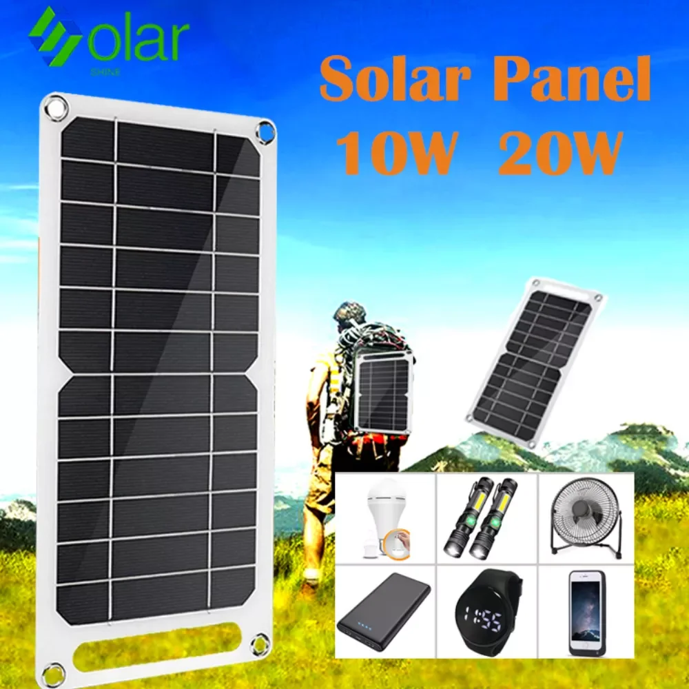 

2023NEW Solar Panel USB Outdoor Waterproof Hike Camping Portable Cells Power Bank DIY Battery Solar Generator Charger for Mobil