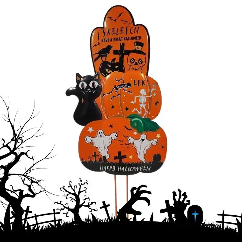 

Украшение на Хэллоуин, креативный пугающий металлический знак в виде черепа для дорожек, двора, крыльца, лужайки, дорожек, сада, Декор