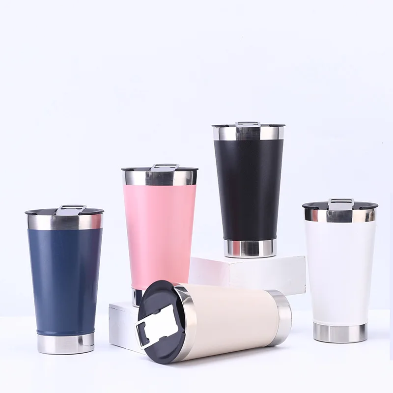 

500ml Beer Cups Thermal Cup with Bottle Opener Lid Stainless Steel Thermos Bottle for Tea Thermal Cups for Cold Beer