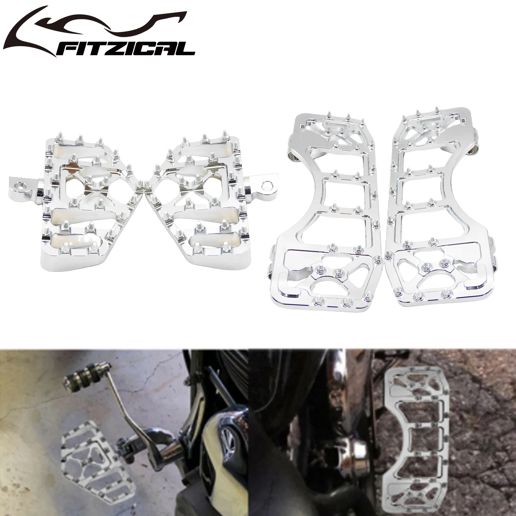 

Motorcycle Chrome Front Floorboards Rear Wide Footpegs Footrest Pedal Pad Cover For Harley Softail Touring Road Glide Dyna FLD