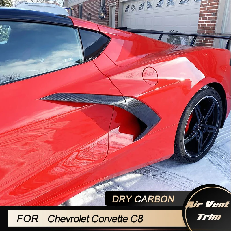 

Автомобильная боковая накладка на вентиляционное отверстие крыла для Chevrolet Corvette C8 2-Door 2020 2021 впускное всасывающее Совок покрытие отделка сухое углеродное волокно