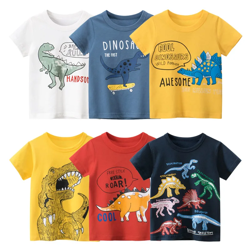

2022 Summer New Cartoon Dinosaur T Shirt Boys Kids Clothes Fashion Short Sleeve Cotton Tops Children Tee Shirt Dropshipping