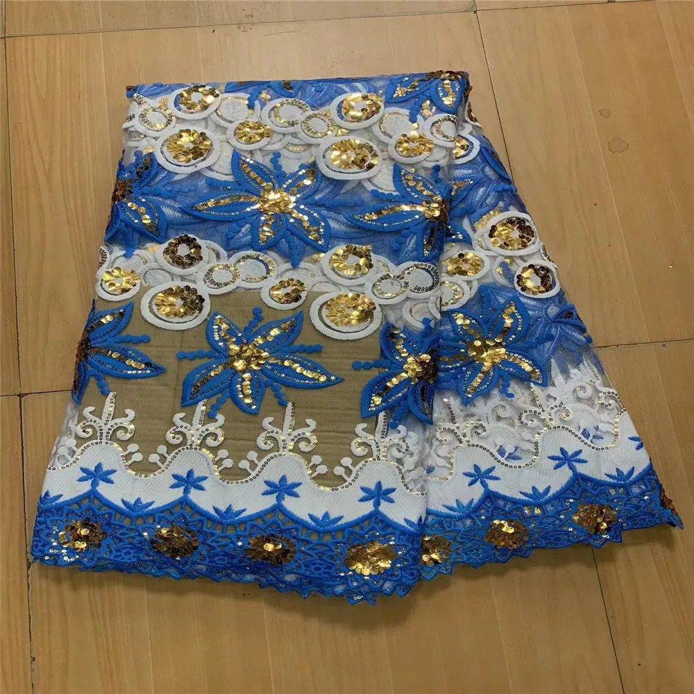 

2023 Высококачественная африканская сетчатая Кружевная Ткань 5 ярдов французская Свадебная роскошная кружевная ткань с вышивкой и блестками для свадьбы