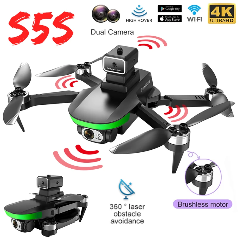 

New S5S Mini Drone Profesional 4K HD Camera Obstacle Avoidance Aerial Photography Brushless Foldable Quadcopter Boy's Toys