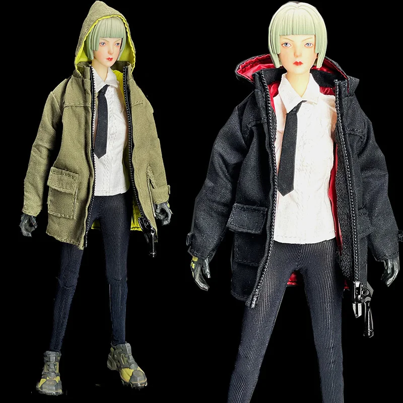 

1/6 Scale Female Soldier Loose Battle Windbreaker Mid Coat Cool Zipper Jacket Model for 6in Action Figure SHF TBL Body Toys