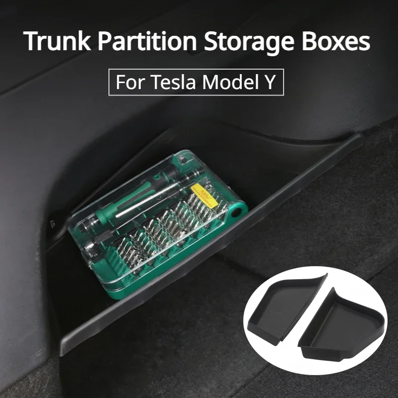 

Trunk Partition Storage Boxes for Tesla Model Y Left and Right Upper Storage Partition TPE Modely Car Interior Accessories 2023