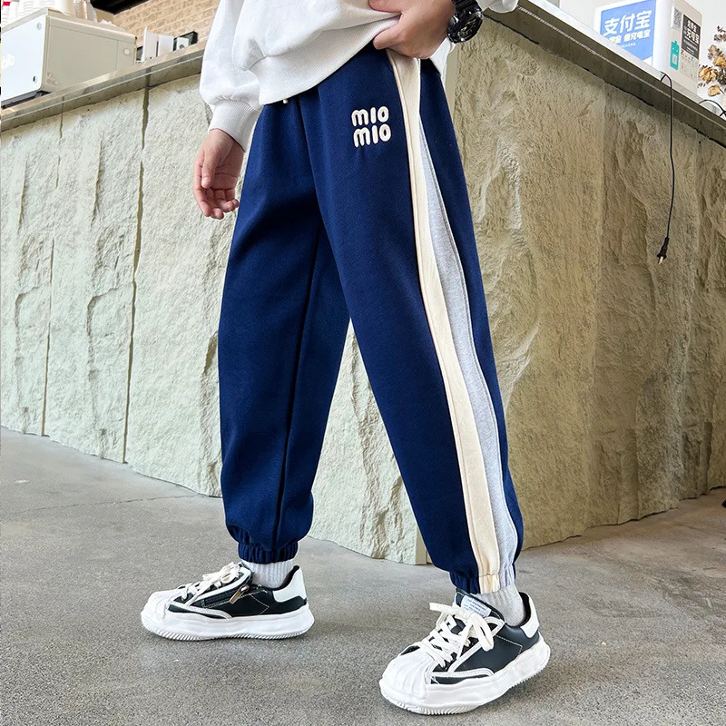 

2022 весна и осень повседневные Модные брюки в стиле пэчворк Детские однотонные спортивные свободные длинные брюки для детей подростков