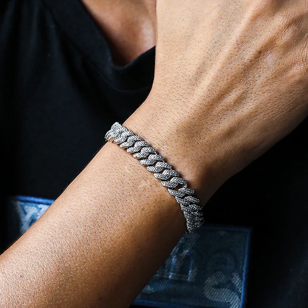 8mm Moissanite Cuban Chain Bracelets Necklaces S925 Silver Diamond Miami Link Chain For Women High-End Jewelry Pass Tester