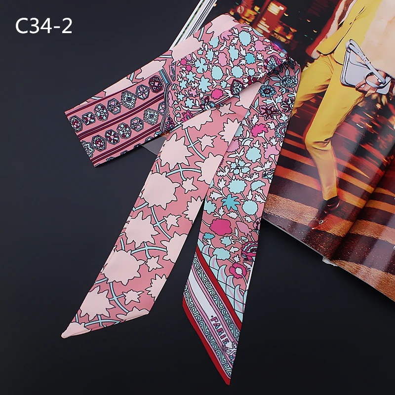 

Роскошный маленький шарф с цветочным принтом 95 см * 5 см, женский шелковый шарф, повязка на голову, длинные шарфы, аксессуары для сумок, ленты ...