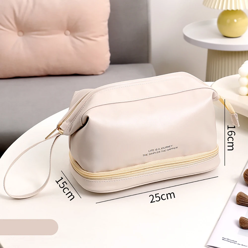 Large-capacity Makeup Bag PU Leather Portable Travel Wash Cosmetic Bag Toiletries Organizer Female Storage Handheld Box 2023 New