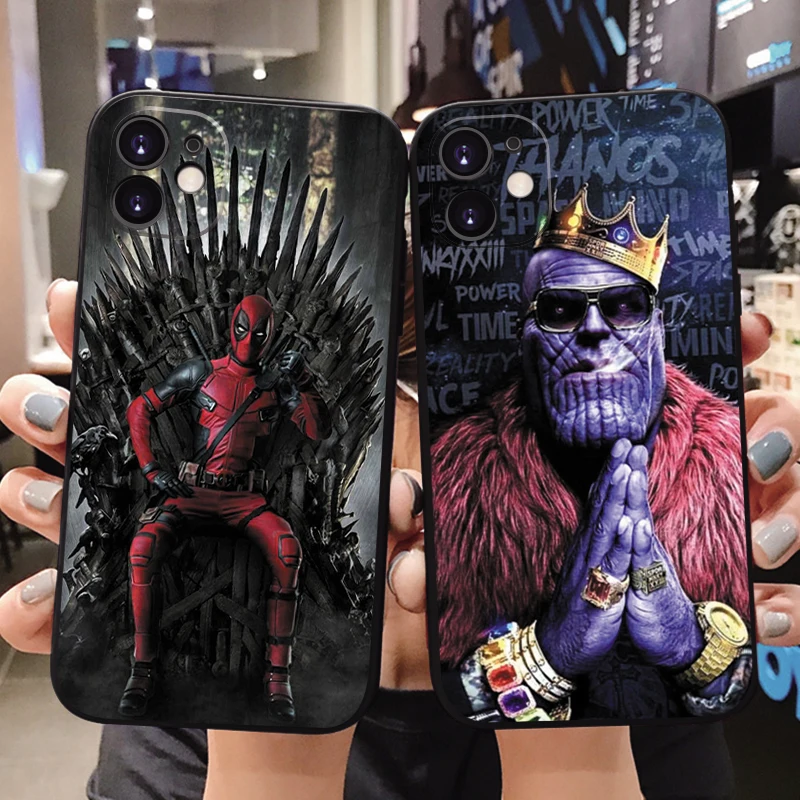 

Stylish Luxury Cool Black Case for iPhone13 11 Pro Max 12 13 Mini XR X XS MAX 7 8 Plus SE2020 Deadpool Joker Soft TPU Case