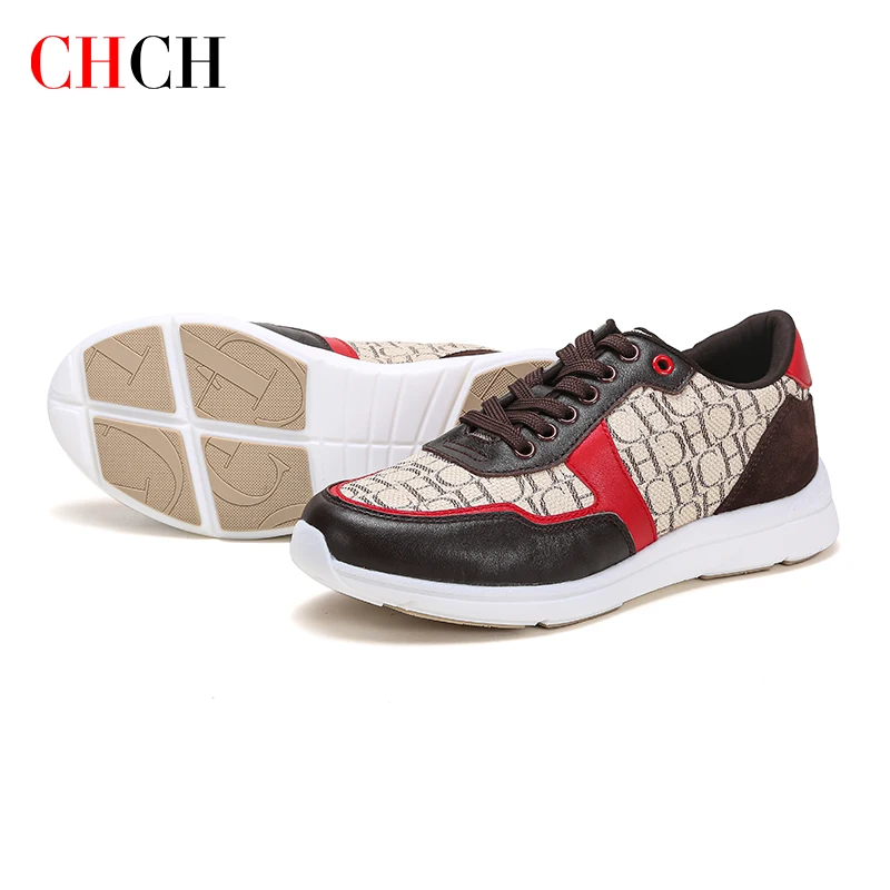 CHCH Waffle Sneakers Women Synthetic Leather Mixed Colors Lace-Up Platform Trainers Ladies Casual Shoes Handmade