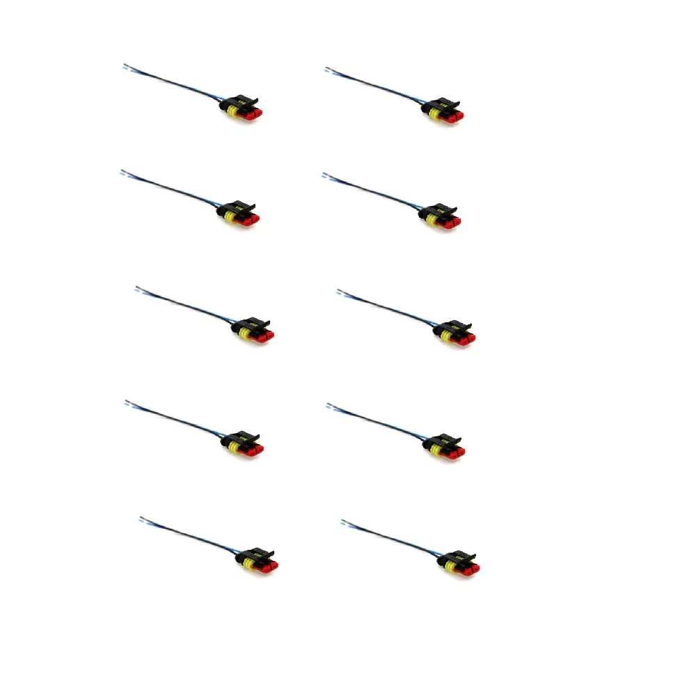 

10 Pcs AMP Superseal 2 Pin Plug - Connector With Wires