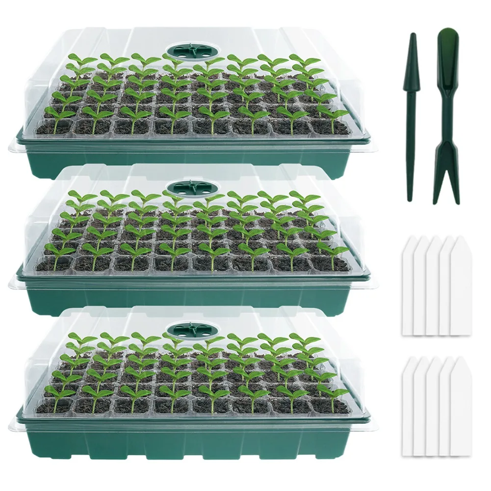 

Greenhouse Seed Starter Seedling Trays Flower Plant Germination Grow Box Nursery Pots Greenhouse Gardening Pot Green